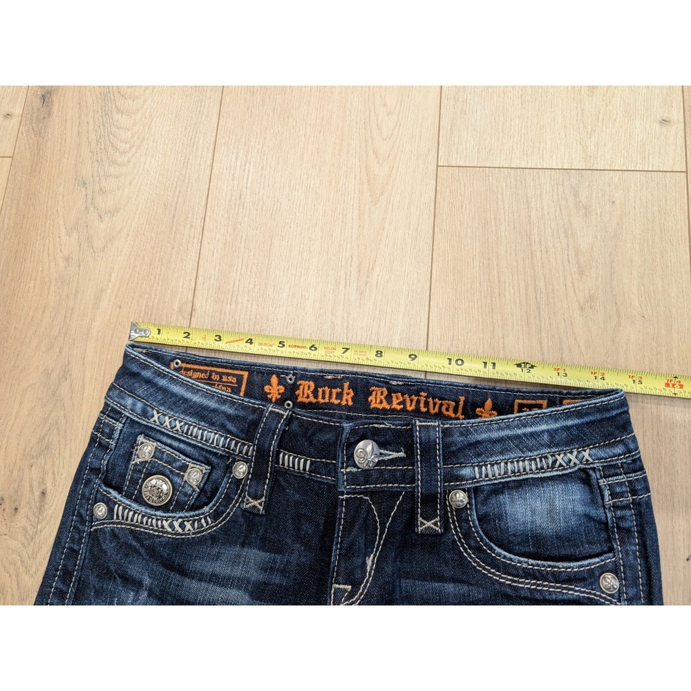 Rock Revival Celine Easy Boot Dark Wash Jeans Size 25 33" Beautiful - Picture 5 of 13